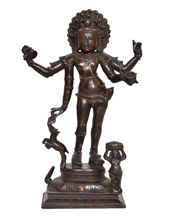 Brass Bhikshatana Kaal Bhairava Shiva Sculpture Idol for Home Decor Office (Height :15 inch) Entryway Setting