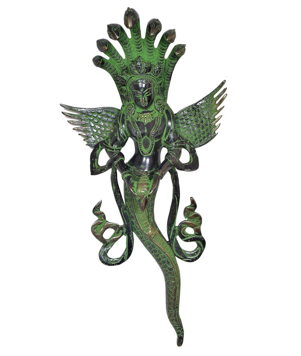 Brass Naga Kanya Statue Brass Idol Statues for Home Door Decor and Ofice (Height: 14 inch) Entryway Setting
