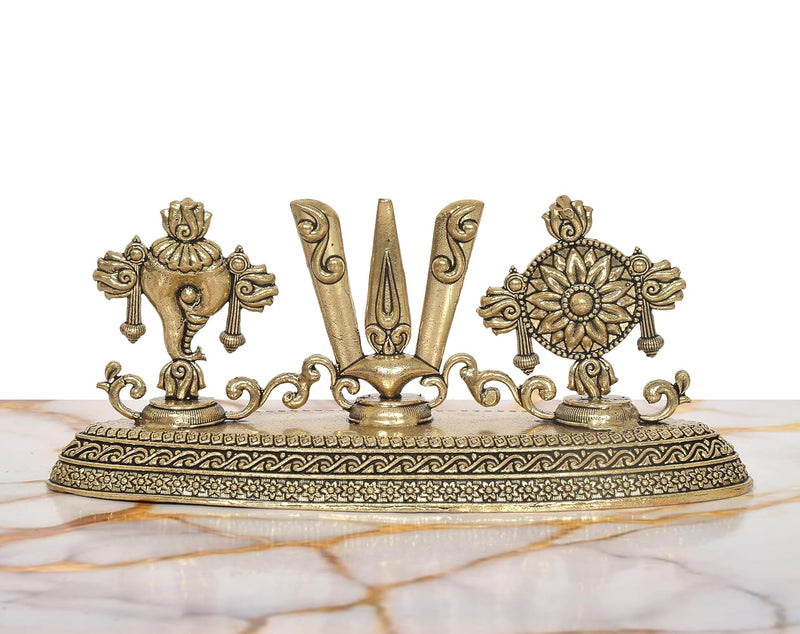 Bronze Balaji Idol Sanku Chakra Namam Symbol Tilak (Height: 3.5 Inches)