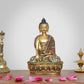 Brass Dhyan Mudra Buddha Statue Handcrafted Spiritual Decor for Home and Office Decor Meditating Buddha Idol (Height 8 Inch)