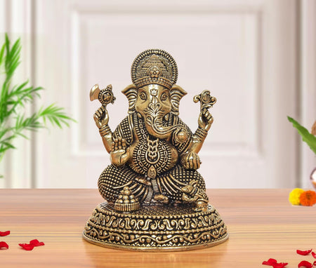 Superfine Brass Ganesh Statue (Height 3.5 Inch)