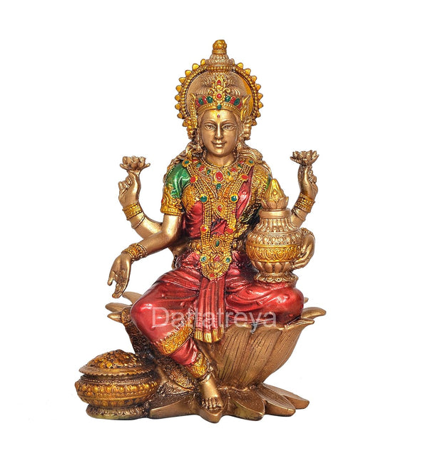 Resin Lakshmi Statue Handcrafted Goddess of Wealth (Height: 7.5 inch) Entryway Setting