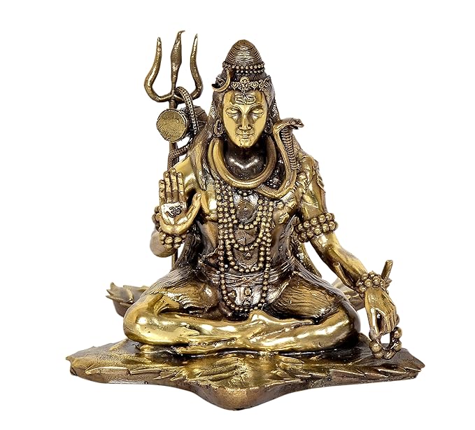 Superfine Brass Lord Shiva Shiv Murti Sculpture, Height : 6 Inch (Home Decor) Craft Detail