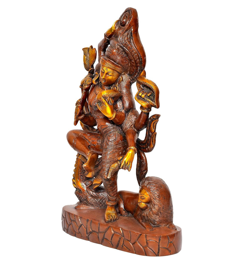 Brass Shiva and Parvati Dancing Ardhanrishvara Murti Religious Statue for Home Temple Decor (Height : 17 inch)