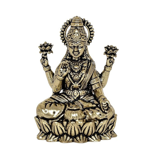 Super Fine Brass Lakshmi Laxmi Statue Idol Murti for Home Temple Office Mandir, (Height: 2 Inch)