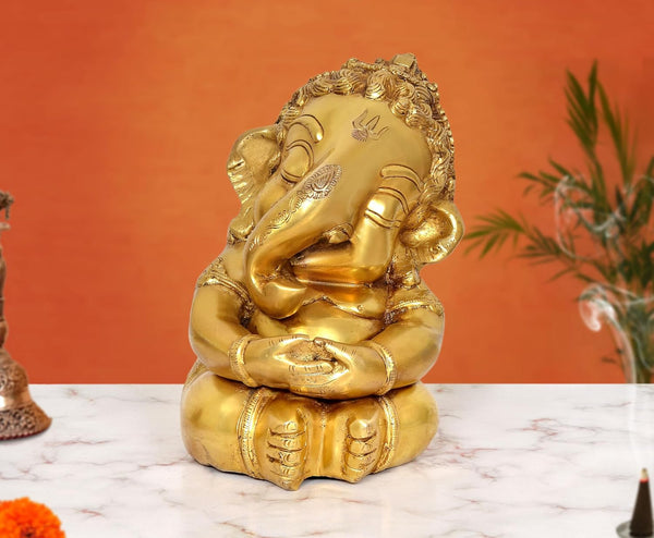 Brass Bal Ganesha Murti (Height: 9 Inch)