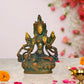 Brass Tara Devi Statue - Green Tara for Worship, Meditation Spaces, for Home Decor and Office, or as a Thoughtful Spiritual Gift. (Height 4.5 Inch)