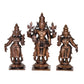 Copper Vishnu Shridevi and Bhudevi Statue for Home Temple Office Mandir Pooja Decor, (Height: 4 Inch)