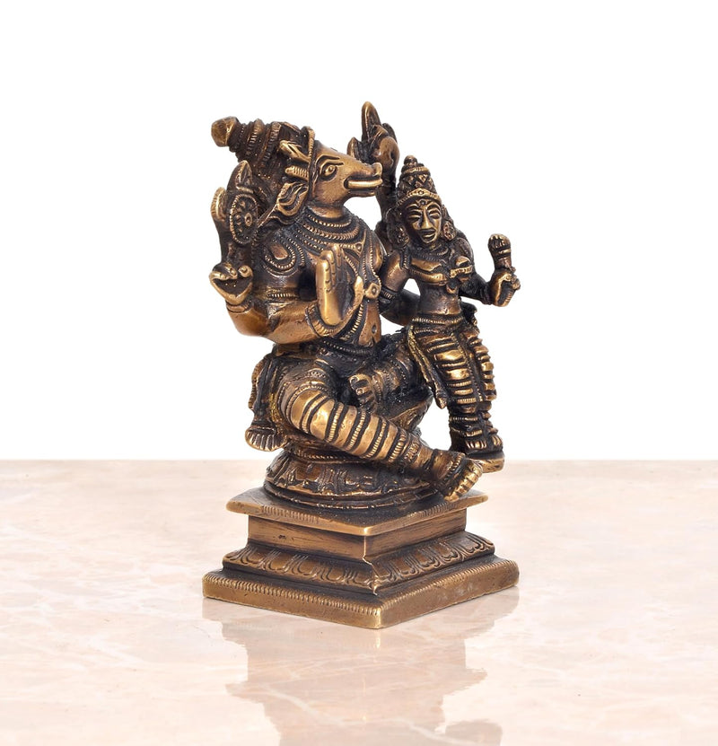 Brass Varaga Lakshmi Varaha Carrying Bhudevi Statue |Avatar of Bhagawan Vishnu| for Home, Mandir Pooja Decor Idol (Height: 4 Inch)