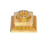 Lakshmi charan paduka brass base with ornate carved border details