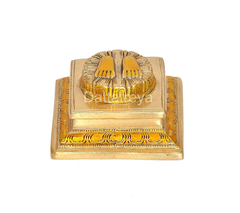 Lakshmi Charan Paduka Divine Footprints of Goddess Lakshmi for Wealth and Prosperity Brass Finish (Length: 2 Inches)