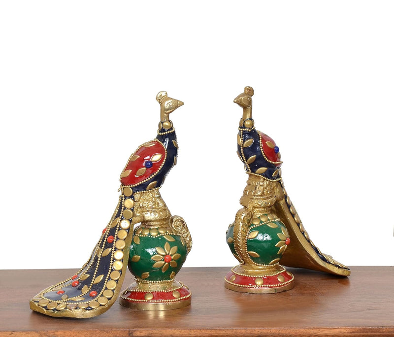 Brass Peacock Sculpture |Pack of 2| (Height 5.5 Inch)