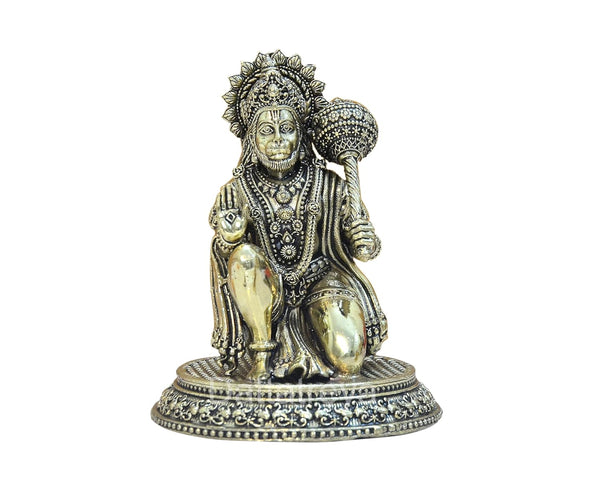 Superfine Brass Hanuman JI Sitting Statue Idol Sculpture Statue Home Decor (Height: 4.5 Inch) Entryway Setting