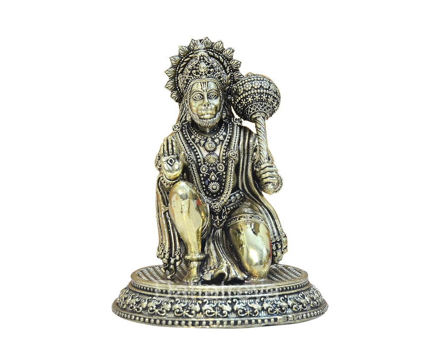 Superfine Brass Hanuman JI Sitting Statue Idol Sculpture Statue Home Decor (Height: 4.5 Inch) Craft Detail