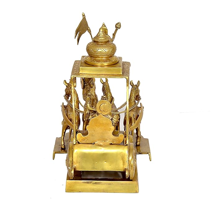 Brass Arujana Ratha Statue Idol for Home Decor Temple | Diwali | Height : 14 Inches