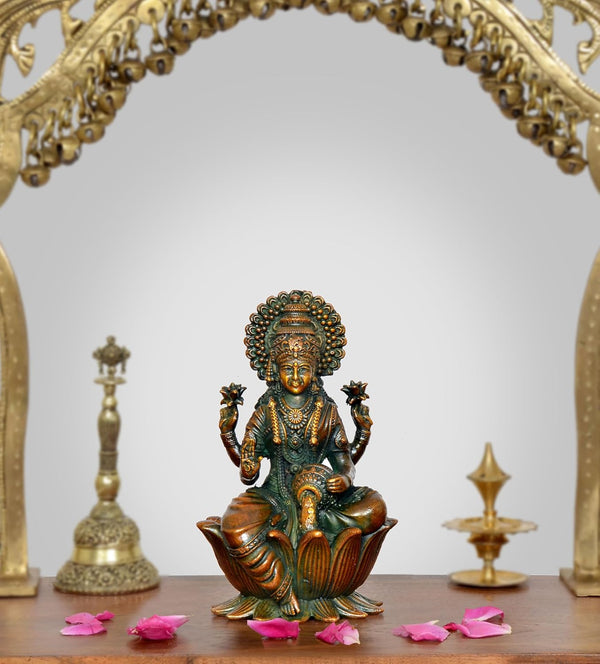 Superfine Brass Lakshmi Idol (Height: 4 Inch)