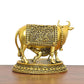 Bronze Cow with Calf for Home Decor Pooja Mandir Temple (Height 3.5 Inch)