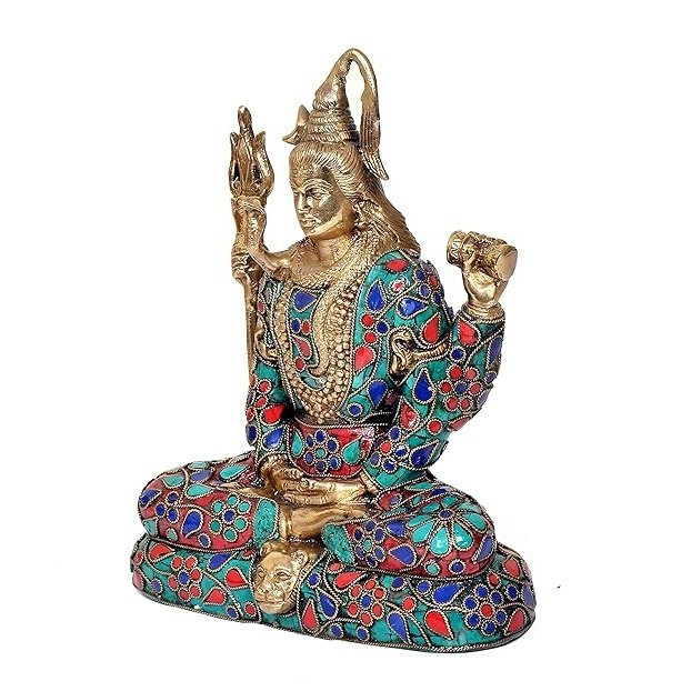 Brass Shiva Statue Idol Medidating for Home Decor Temple | Height : 9 inches Craft Detail