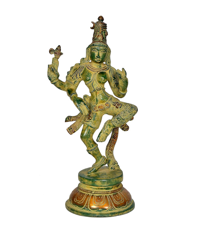 Brass Shiva and Parvati Dancing Ardhanrishvara Murti Religious Statue for Home Temple Decor (Height : 12 inch)