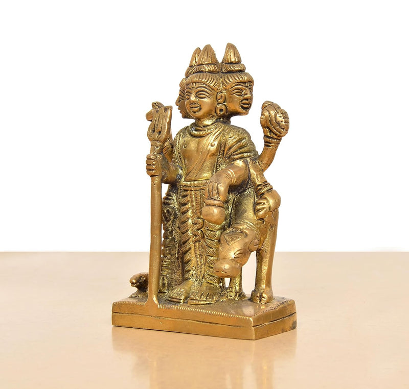 Brass Trimurti Brahma Vishnu Mahesh Idol (Height 4.5 Inch)