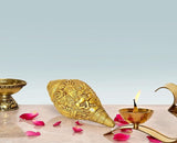Brass shankh wall hanging with Durga Ma motif and intricate engraved detailing