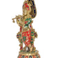 Brass Krishna Playing Flute Idol Statue Sculpture for Home Mandir Pooja Decor Temple Gift (Height 13 inch)