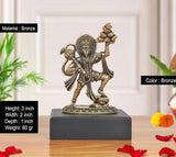 Bronze Hanuman murti, 3 in tall; ornate jewelry and raised gada detail