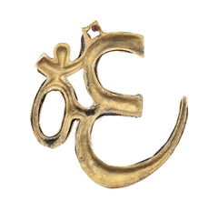 Gold-tone OM wall hanging sculpture close-up of back and raised metal arms