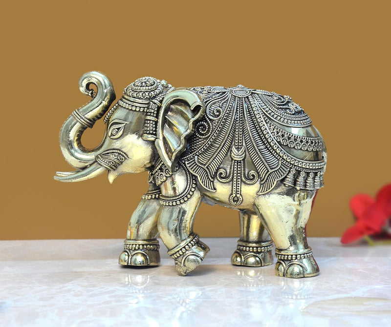 Bronze Elephant Figurine - Decorative Statue for Home Decor, Feng Shui, and Good Luck (Height 5 Inch)