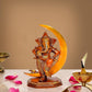 Brass Lord Ganesha Idol Statue Ganesh on Moon Decorative Sculpture for Home Office Temple Showpiece (Height 10 Inch)