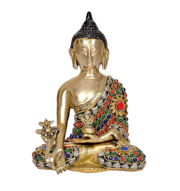 Brass Buddha Statue - Handcrafted Spiritual Decor for Home and Office - Meditating Buddha Idol (Height 8 Inch)