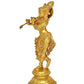 Brass Lord Krishna Idol Figurine Sculpture Playing Flute Statue Decorative Showpiece, (Height 9.5 Inch)