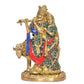 Brass Radha Krishna with Cow Idol Statue for Home Decor and Pooja Mandir Temple Office Decor (Height 9.5 Inch)