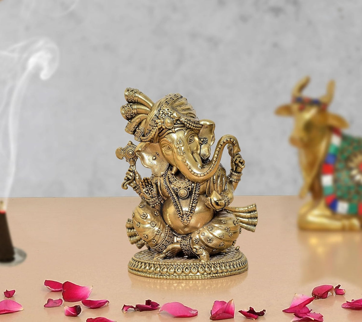 Superfine Brass Lord Ganesha Idol (Height 4 Inch)