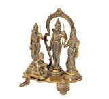 Brass Ram Darbar idol side view: Ram with bow, Sita, Lakshman and Hanuman