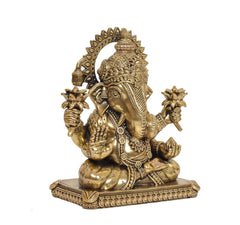 Brass Lord Ganesha Statue | Traditional Ganesh Vinayak Ganapati Bappa Idol for Home Decor, Mandir, Puja & Office (Height: 6 Inches)