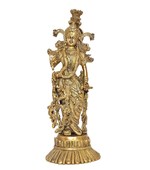 Brass Radha Murti Idol Statue for Home Decor Pooja Mandir Temple Sculpture (Height 15 inch) Entryway Setting
