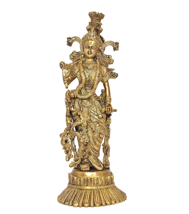 Brass Radha Murti Idol Statue for Home Decor Pooja Mandir Temple Sculpture (Height 15 inch)