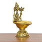 Bronze Tirupatibalaji and Goddess Lakshmi Diya Oil Lamp for Diwali Pooja Gift Decoration Showpiece (Height 5.5 Inch)