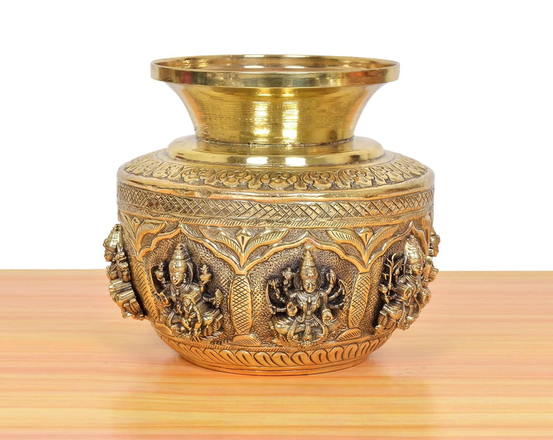 Bronze Ashtalakshmi Kalash Lota Decorative karwa chauth (Height: 5 Inches)