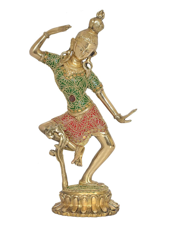 Brass Shiv Parvati Dancing Statue Idol for Temple Home Office Decor Idols (Height :15 Inch) Entryway Setting