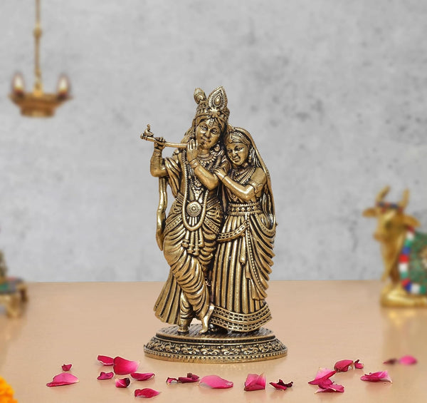 Superfine Brass Radha Krishna Idol (Height 4 Inch)