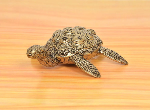Superfine Brass Handcrafted Tortoise Figurine (Height: 1.5 Inch) Study Setting