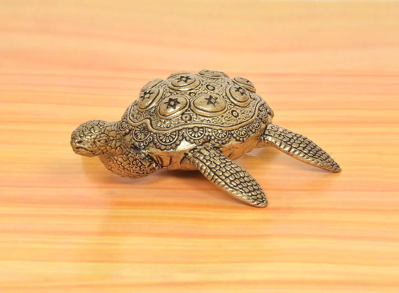 Bronze Handcrafted Tortoise Figurine (Height: 1.5 Inch)