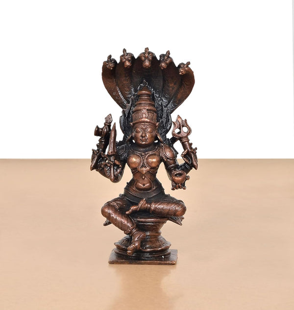 Copper Silai Karumariamman Mariamma Shakthi Devi Idol (Height 5 Inch) Study Setting