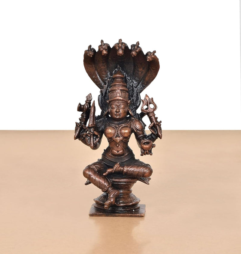 Copper Silai Karumariamman Mariamma Shakthi Devi Idol (Height 5 Inch)