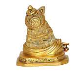 Idol Krishna statue, gold rear view with crown and draped detailing, flute arm visible