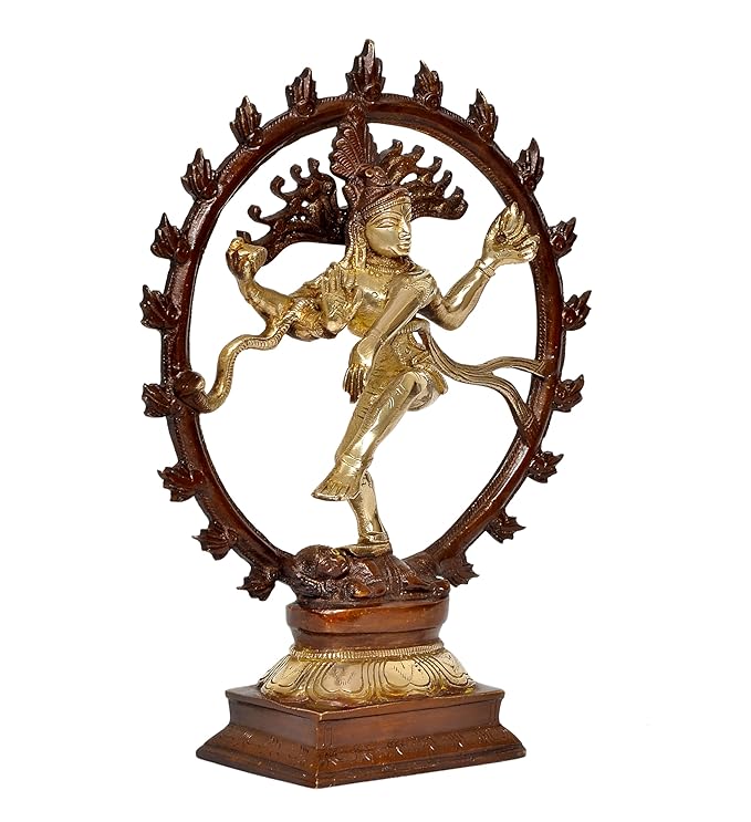 Brass Natraj Lord Shiva Dancing Natraj Brassl Idol Statues Multicolor Height: 9inch