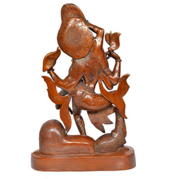 Brass Ardhanrishvara statue, textured back carving with gold ornamented details