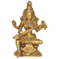 Brass Maa Saraswati Statue - Handcrafted Hindu Goddess Saraswati Idol for Home Decor and Pooja (Height 8 Inch)